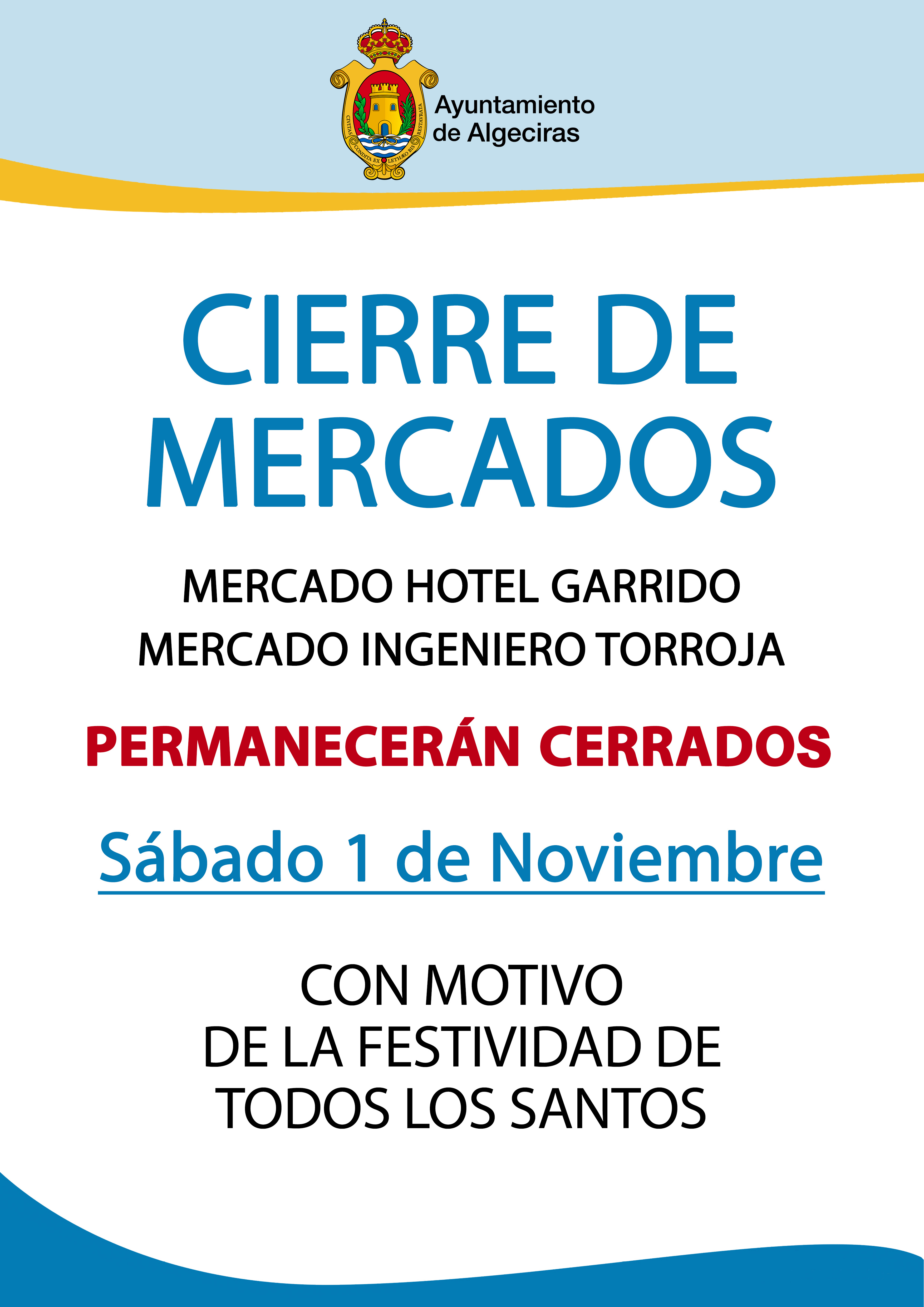 Cartel Cierre mercados 1NOV