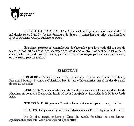 Decreto suspensión