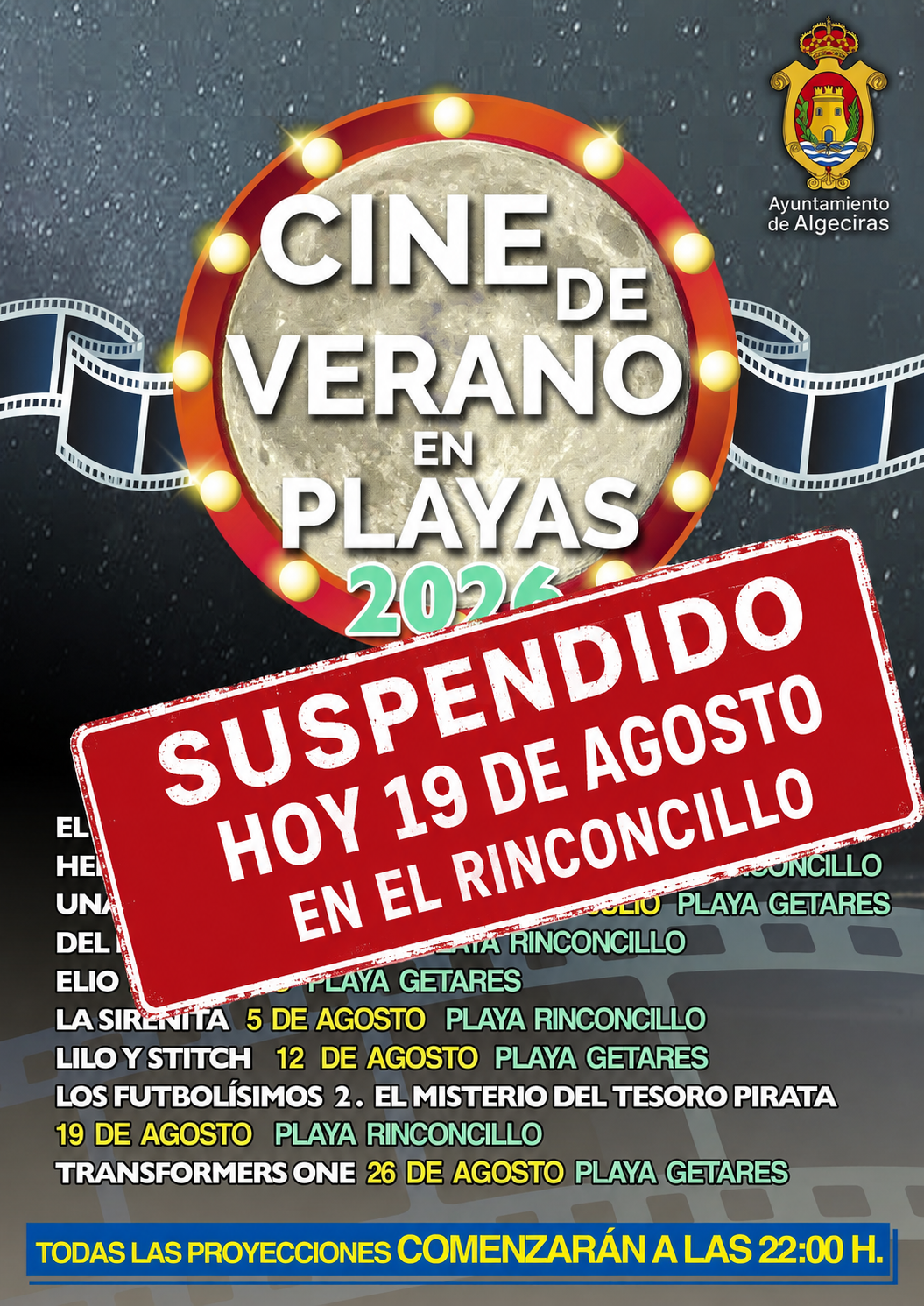 suspensión cine playa